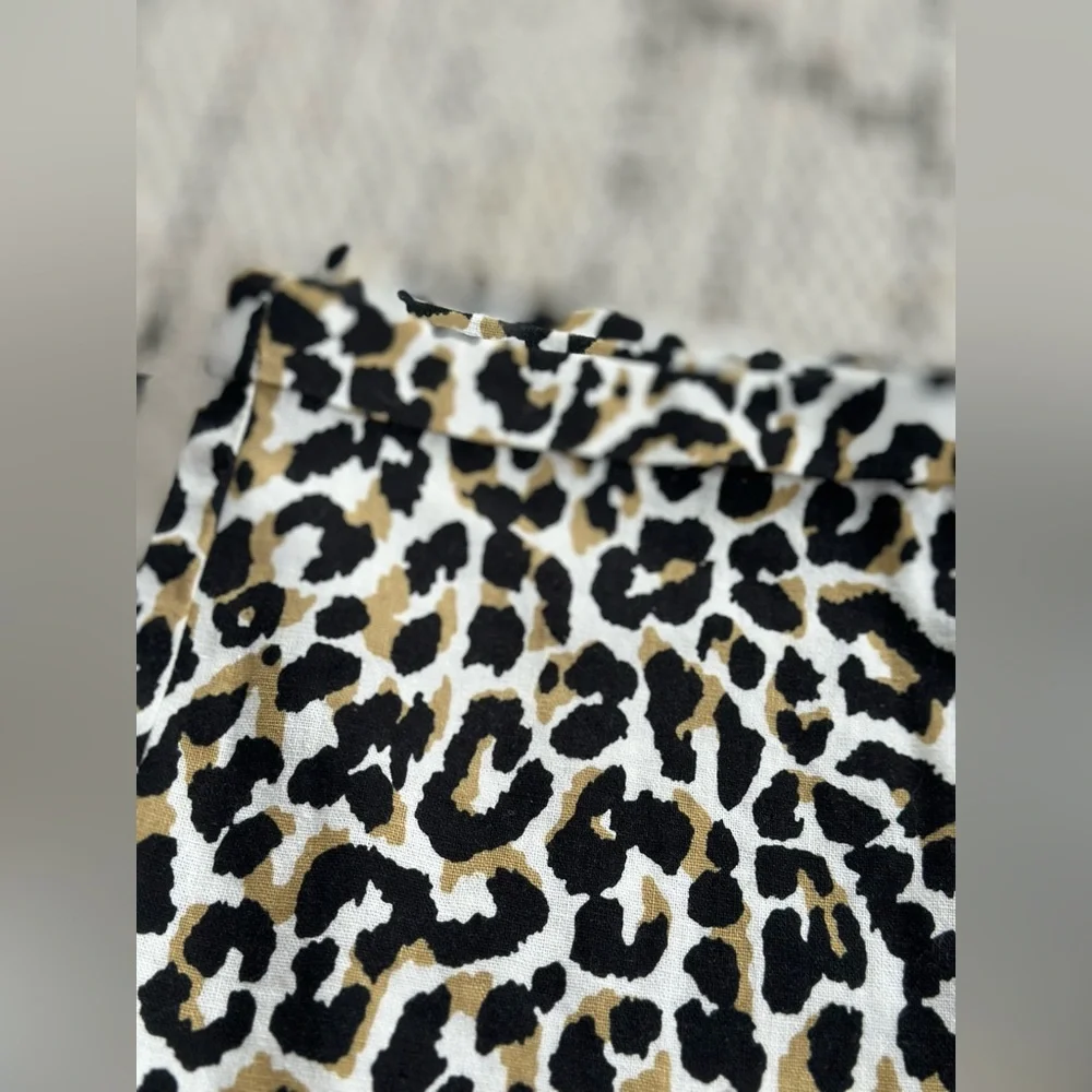 NWOT J Crew Linen Pant Leopard Size 6 - Picture 4 of 4